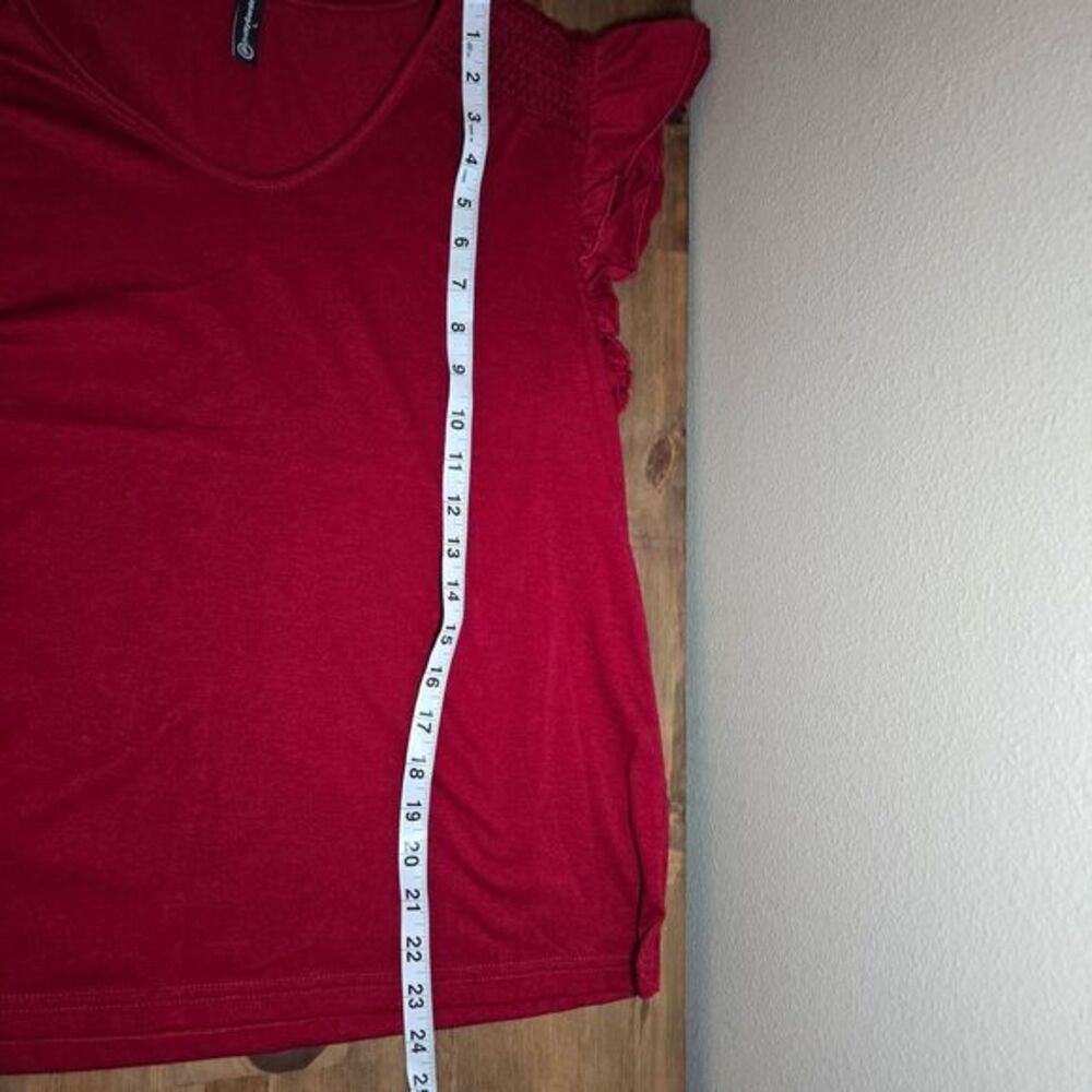 Pretty Fashion Red Ruffle Sleeve V-Neck Top Casual Summer Blouse- Size‎ Large - Picture 8 of 9